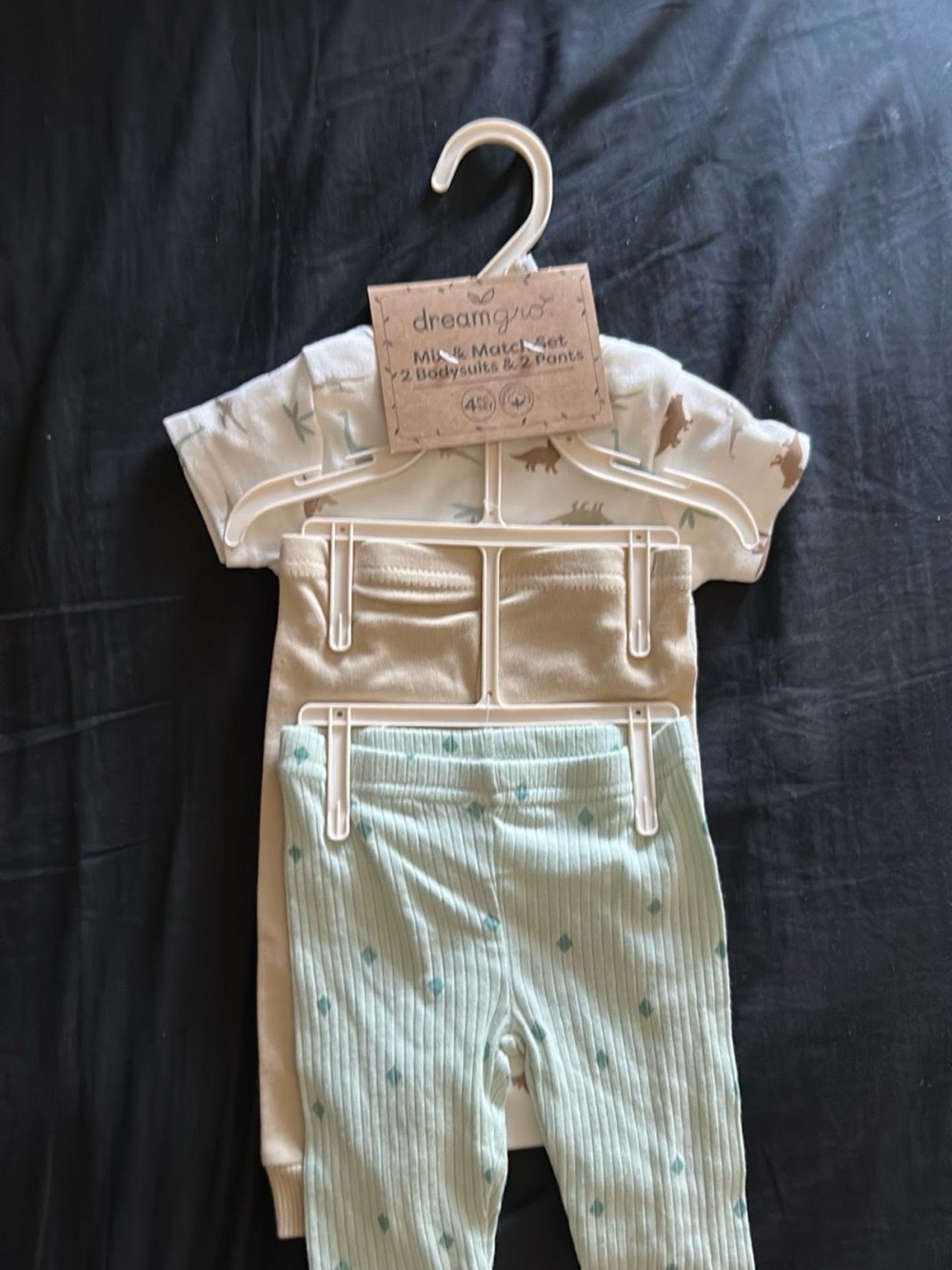 Dreamgirl Cream & Mint Ribbed Kids Leggings Set